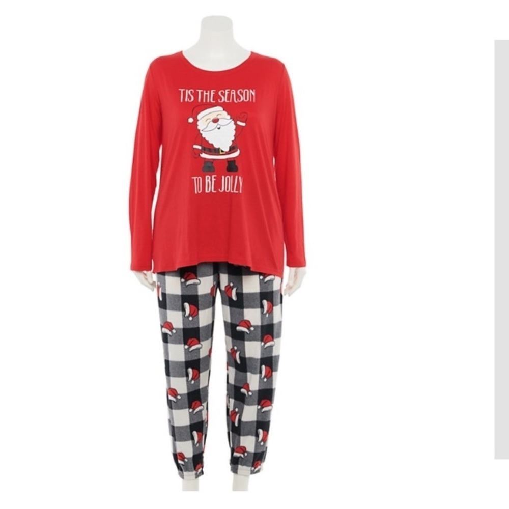 Jolly Santa Jammies for your families woman 3X 2 piece sleep set NWT
